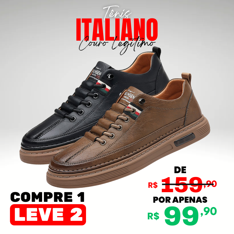 Kit 2 Tênis Ortopédico Italiano de Couro Legitimo (Promoção)